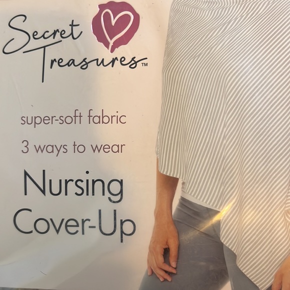 Secret Treasures Nursing Cover-up  Gray Stripes Soft Knit Fits size S, M & L - Picture 5 of 9